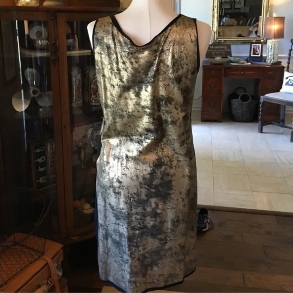 NWT Tory Burch Aventurine metallic gold foil sleeveless dress